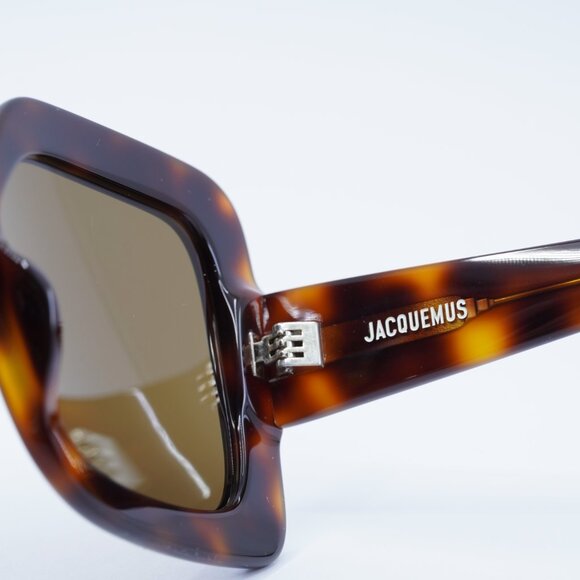 Jacquemus CARRE ROND JAC/10 C2 Sunglasses Havana Geometric Frame, Brown Lenses - Picture 7 of 12